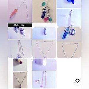 Lot 8 Pc  Semiprecious Point Pendants: Ruby Fuschite, Quartz, Chakra, Glass,etc.